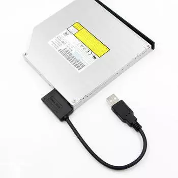 USB-6+7P SATA-USB2.0 Slim Sata/ide Cd DVD Rom Кабель-адаптер для оптического привода 16 cm * 11 cm * 1 cm чёрный