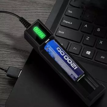 USB-адаптер для зарядного устройства с 1 слотом для аккумулятора, умная зарядка для литий-ионных аккумуляторов 18650 14500