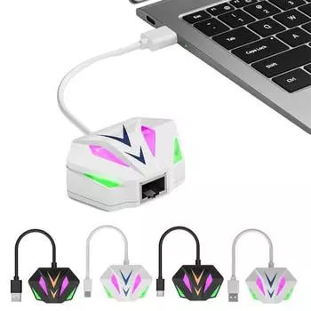USB-адаптер Ethernet с портом зарядки PD Стабильная сеть Высокоскоростной Компактный проводной USB белый