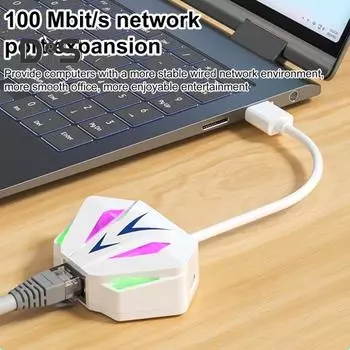 USB-адаптер Ethernet с портом зарядки PD Стабильная сеть Высокоскоростное компактное проводное соединение Мини-адаптер Ethernet-конвертер USB белый