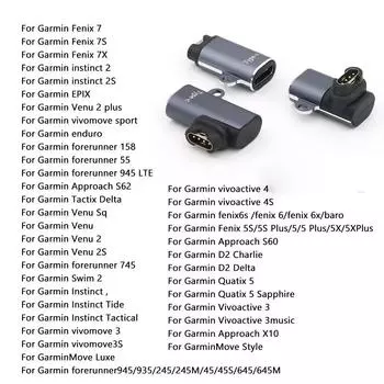 USB-адаптер зарядного устройства Type C/Micro/ios для Garmin Fenix 7/6/5 Instinct 2S Venu 2 Plus EPIX forrunner 745, зарядный конвертер для часов DC5521 female to Garmin, straight head