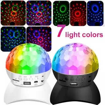 USB-аккумуляторный диско-светильник RGB с Bluetooth-динамиком, вращающийся магический шар, диско-сцена, проектор, активируемый звуком, DJ-вечеринка чёрный