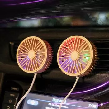USB-электрический автомобиль, автоматический вентиляционный зажим, выходной вентилятор, мини-светодиодный светильник, 7-лопастной воздушный охладитель чёрный