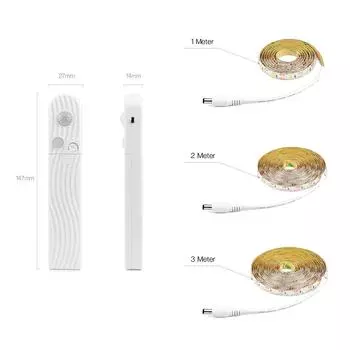 USB/Battery Power Wireless Motion Sensor LED Strip Lights 5V 1M 2M 3M Stairs Bedside Closet Wardrobe Kitchen Cabinet Night Light 1m теплый белый