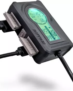 USB-блок питания для мотоцикла Daytona с быстрой зарядкой, совместимый с цифровым мультиметром 36 Вт, вольтметром/радиочасами/термометром USB-A+C чёрный