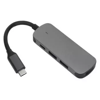 USB C Hub 4 в 1 серый металлический корпус 4K HD PD быстрая зарядка широко совместимый USB C разветвитель для ноутбука серый