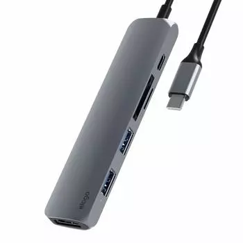 USB C Hub 6 в 1 USB Type C док-станция 4K HDMI выход PD Power Delivery зарядка совместимая SD карта MicroSD карта HDMI слот для Mac Multi темно-серого