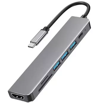 USB C Hub адаптер HDMI концентратор типа C HDMI порт PD 100 Вт порт быстрой зарядки карта Работа из дома не требует настроек высокоскоростная передача данных USB C HDMI серый