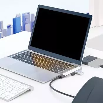 USB C Hub с 4 портами Mini Data Hub для ноутбуков 2 USB2.0 и 1 USB3.0 Портативное расширение для ПК-ноутбука A серебряный