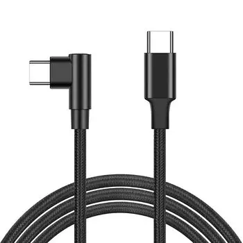 USB-C и кабель L-образный 2м (Набор из 1) SLEIJAOOE [ 60 Вт быстрая зарядка / стандарт USB2.0 / совместим с PD] Высокопрочный нейлон Тип C (USB-USB-C)