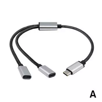 USB C Splitter Cable Type C Male To 3/2 Type C Female Data Power Extension Port Cord Adapter Hu C5O3 1 to 2-one-size