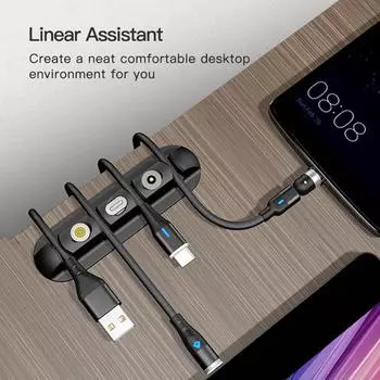 Usb Cable Organiser Usb Cables Holder Magnetic Compatible With Various Heads Desktop Clips Multi-wire Universal Magnetic Cable чёрный