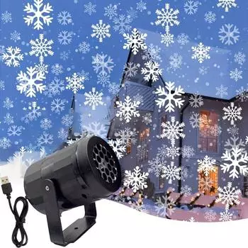 USB Christmas Snowflake Projector LED Night Light Indoor Dynamic Rotate Projection Fairy Lamp for Bedroom Gaming Room Xmas Decor