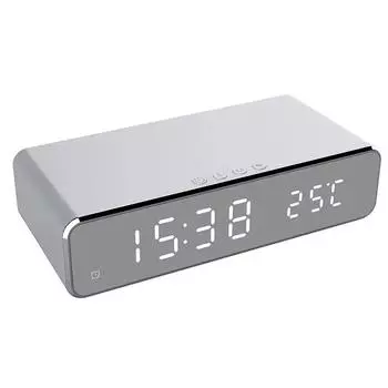 USB-цифровой светодиодный настольный будильник с беспроводным зарядным устройством