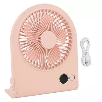 USB Desk Fan Digital Display Strong Wind 3 Speeds Quiet Slim Portable Desktop Table Fan for Home розовый