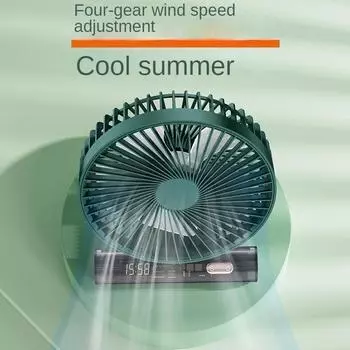 USB Desk Fan Strong Airflow & Quiet Operation 4-Speed Wind Mini Table Fan Head for Home Office Bedroom зелёный