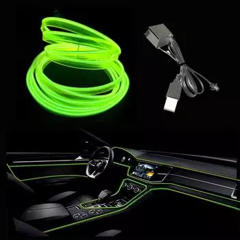 USB EL Wire 10 M/5 M/3 M Гибкая неоновая световая трубка DC 5 В Неоновая трубка Освещение салона автомобиля Световая полоса для внутренней отделки Декоративная 5