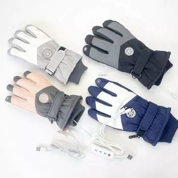 USB Electric Heated Ski Gloves Touch Screen Winter Outdoor Warm Riding average size