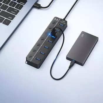 Usb Hub 3.0 Multiprise USB высокоскоростной разветвитель 7 портов 5 Гбит/с концентратор адаптер питания с переключателем длинный кабель с несколькими расширителями концентратор as the picture