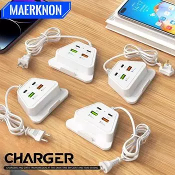 USB HUB 3.0 Type C Expander Power Phone Charger Adapter 3.1A Multi 4 Ports Splitter Adapter For Xiaomi 15 Huawei Samsung Iphone EU Plug