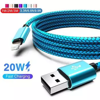 USB-кабель для быстрой зарядки iPhone 14 13 12 11 Pro Max Xs X XR 8 7 6 6s Plus SE 2 Apple iPad Длинный провод для зарядки данных 1 м 2 м 3 м 0.2m