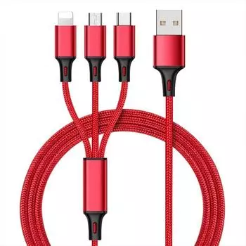 USB-кабель для быстрой зарядки универсального многофункционального кабеля 3 в 1 для сотового телефона Samsung Тип C синий