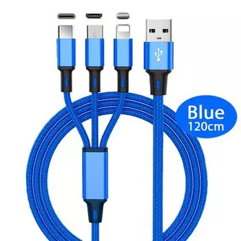 USB-кабель для быстрой зарядки универсального многофункционального кабеля 3 в 1 для сотового телефона Samsung Тип C чёрный