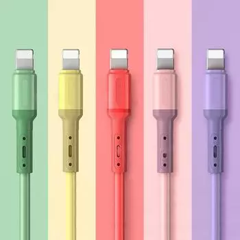 USB-кабель для iPhone 12 11 Pro Max X XR XS 8 7 6 6s 5 5s Зарядное устройство для быстрой зарядки данных USB-кабель из жидкого силикона 1/1,5/2 м 1m красный