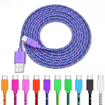 USB-кабель для передачи данных Type-C с нейлоновой оплеткой 0.2m чёрный