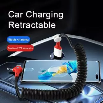USB-кабель для зарядки 3-в-1, суперкабель для быстрой зарядки, 100 Вт, выдвижной Т-образный со светодиодной подсветкой типа C/Micro