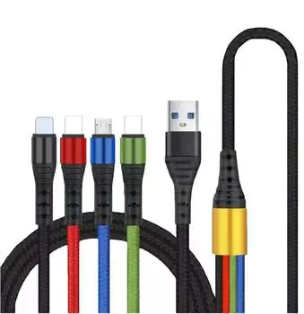 USB-кабель GIMIRO 4 в 1 [120 см] Кабели USB C для быстрой зарядки типа C для телефонов Android, совместимые с Huawei Samsung Xiaomi Google i, Phone чёрный