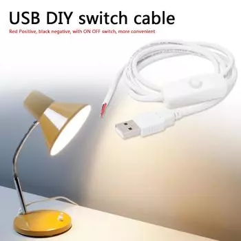 USB-кабель питания, 1 м, 5 В, 2-контактный удлинитель USB 2.0 «папа», DIY с переключателем