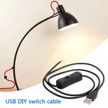 USB-кабель питания 2-контактный USB 2.0 мужской удлинитель шнура DIY с выключателем (черный)