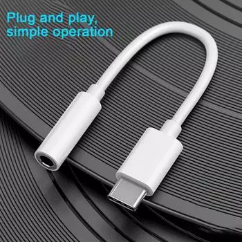 USB-кабель типа C с разъемом 3,5 мм, аудиокабель для наушников, адаптер Aux, конвертер чёрный