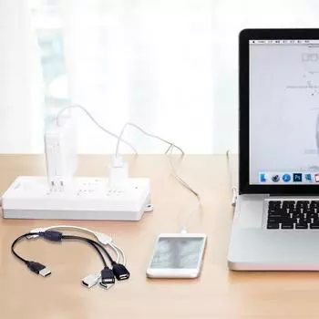 USB-кабель Удобный USB-удлинитель USB-разветвитель Y-кабель USB-разветвитель на 2 USB-разветвителя Шнур питания белый