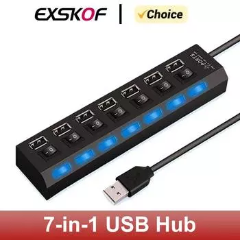 USB-концентратор 7-в-1 Адаптер с несколькими портами Используйте адаптер питания Удлинитель USB 2.0 ПК Компьютерные аксессуары Переключатель USB для ПК Порт USB для ноутбука