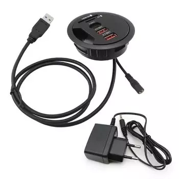 USB-концентратор USB3.0, крепление на столе, несколько портов USB 3.0 с наушниками/микрофоном, USB-концентратор, адаптер питания, вилка EU US EU