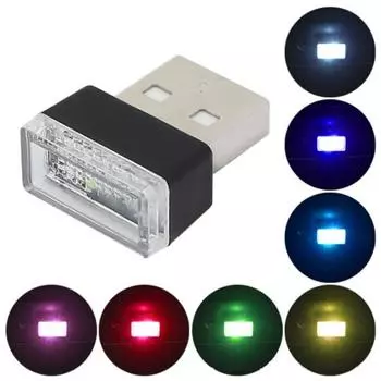 USB-лампа для салона автомобиля, портативный мини-светодиодный ночник, Plug-Play, автомобильное окружающее освещение, универсальные аксессуары для интерьера светло-синий