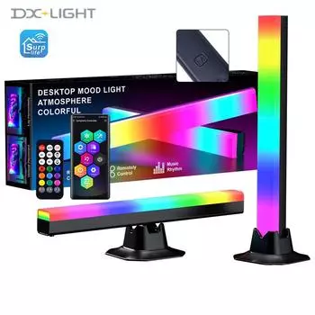 USB-лампа звукоснимателя музыки с голосовым управлением RGB ритм светодиодная Bluetooth игровая атмосфера настольная лампа (DX21005-BT)5VUSB-5W белый