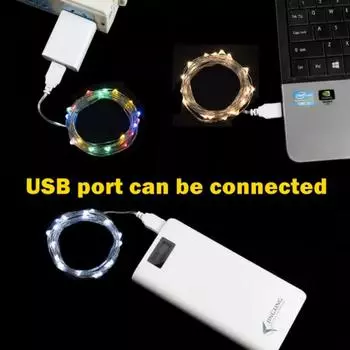 USB LED String Lights 1/2/3/5/20m Waterproof Fairy Lights For Christmas tree Wire Garland Light Christmas Wedding Party Decor 1m-6 Pcs синий