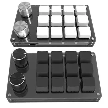 USB Macro Custom Mini Keyboard 12 клавиш 2 ручки программирования DIY механическая клавиатура игровой переключатель рисования портативная клавиатура с горячей заменой чёрный