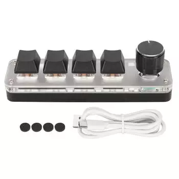 USB Mini 4-клавишная клавиатура с ручкой, синим переключателем, подсветкой RGB, двухрежимным подключением, программируемая своими руками