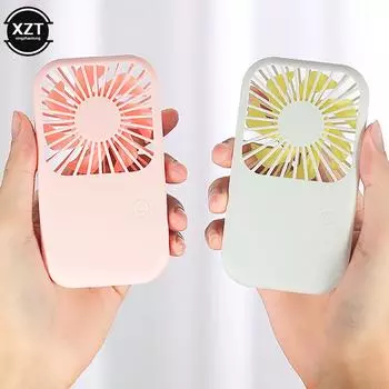 USB Mini Fan Portable Pocket Fan Cartoon Handheld Desktop Rechargeable Standing Fan Three Gear Wind Speed Regulation Summer Use синий