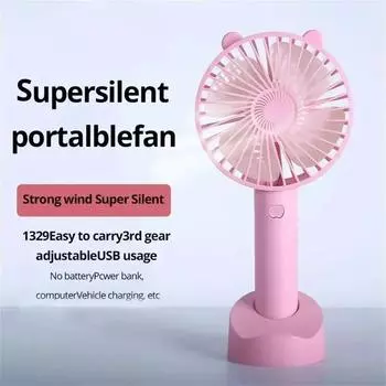 USB mini handheld fan cooler portable small charging fan mini desktop charging silent dormitory office student gift long-lasting розовый