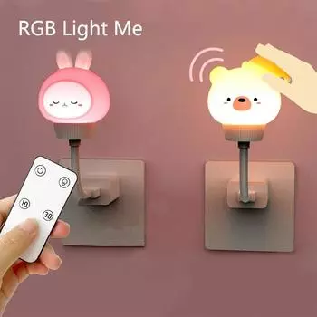 USB мультяшный милый ночник с дистанционным управлением для детской спальни, декоративный светильник для кормления, прикроватная лампа, рождественские подарки для