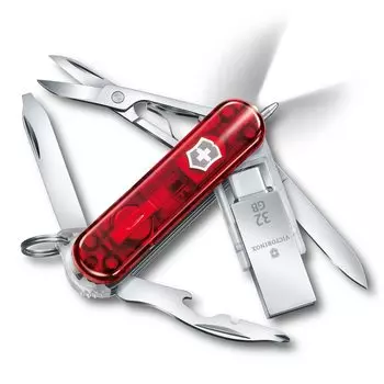 USB-накопитель VICTORINOX 32 ГБ, нож со светодиодной подсветкой Midnight Manager, работа 32 ГБ, USB3.1 и USB3.0 [гарантия] 4.6336.TG32