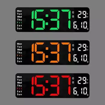 USB настенные часы 32x10,5x3 см цифровые настенные часы-будильник зелёный