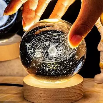 USB ночник светодиодный хрустальный шар настольная лампа 3D Луна Планета Галактика декор для дома настольная лампа игрушки для вечеринок для детей и взрослых рождественские подарки 6cm