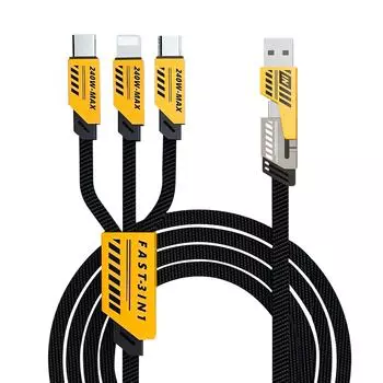 USB PD to Micro Type-C 8Pin 240W Charge Cable Fast Charging Data Cable 6A Super Charge Phone Line чёрный