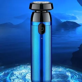 USB перезаряжаемая мини-моющаяся электробритва для бритья для мужчин, влажная и сухая борода двойного назначения синий